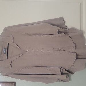 Casual Comfort Women's Button Down Shirt - Taupe